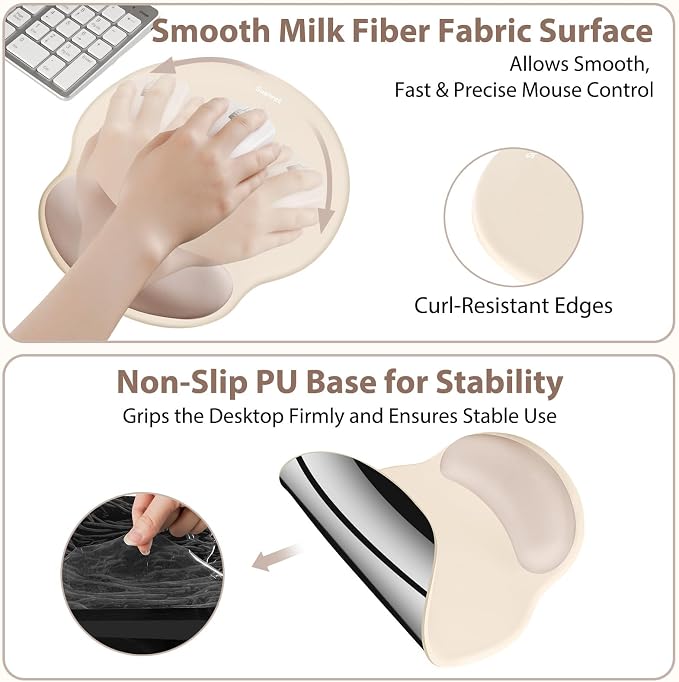 Sushret Mouse Pad and Keyboard Wrist Rest, 3-in-1 Gel Memory Foam Ergonomic - Image 4