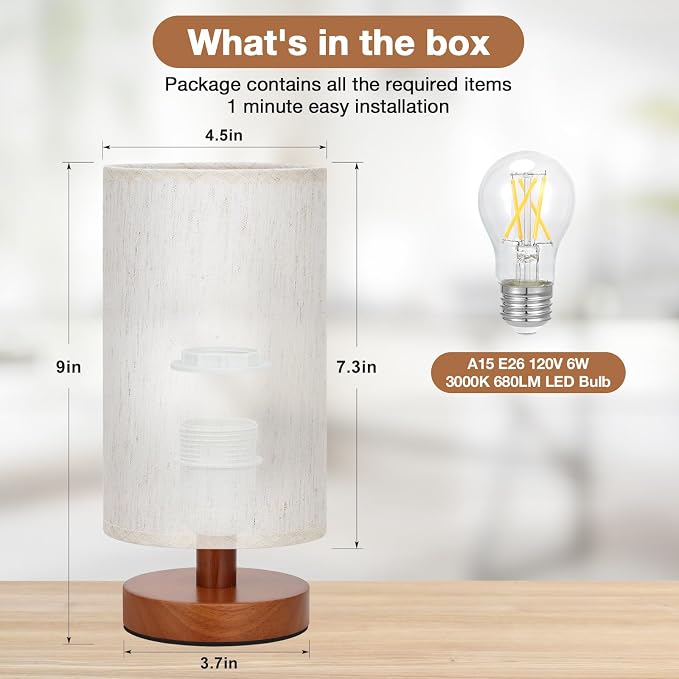 Fenmzee Small Table Lamp for Bedroom - Image 3