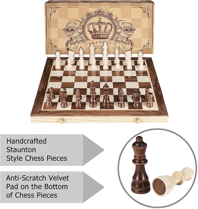 AMEROUS 15 Inches Magnetic Wooden Chess Set - Image 5