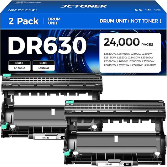 DR630 Drum Unit (Not Toner) 2-Pack Replacement Compatible for Brother DR-630 Imaging Drum HL-L2380DW HL-L2320D HL-L2340DW DCP-L2540DW MFC-L2700DW MFC-L2720DW HL-L2300D HL-L2360DW MFC-L2740DW Printer-DeskLoop Office
