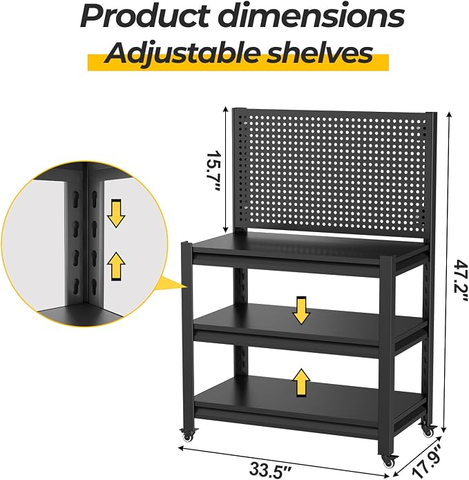 Storage Shelves with Pegboard, Heavy Duty Garage Shelving Units and Storage - Image 2