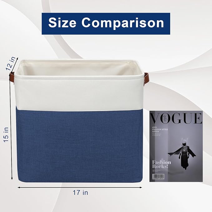 Bagnizer Large Fabric Storage Baskets | 50L Storage Bins, Decorative Linen - Image 3