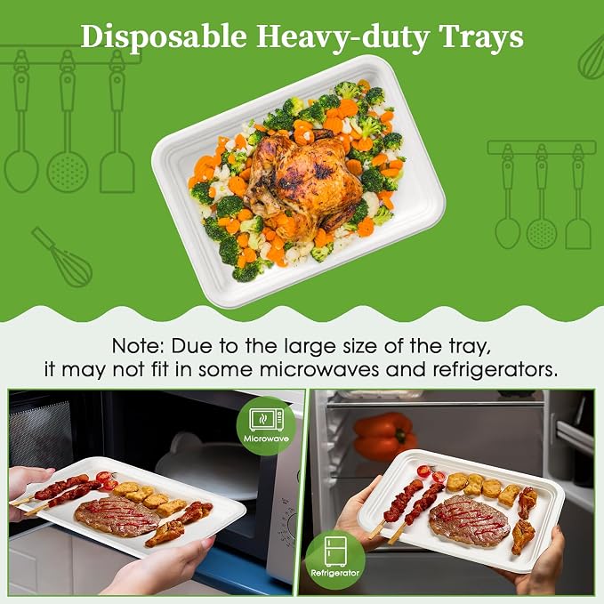 ECOLipak 50 Pack 14 Inch Disposable Food Crawfish Trays, Compostable Large - Image 4