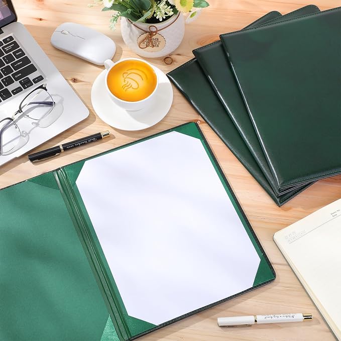 Tenare 10 Pcs Green Leather Certificate Holder 8.5 x 11 PU Phd Bachelor Master - Image 6