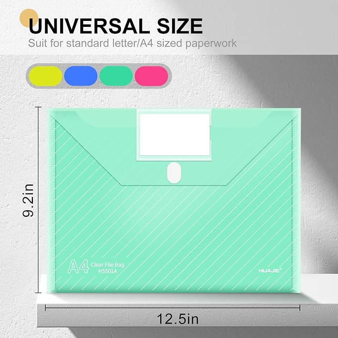 100 Pack, Plastic Envelopes File Folders, HeavyDuty Document Folder - Image 3