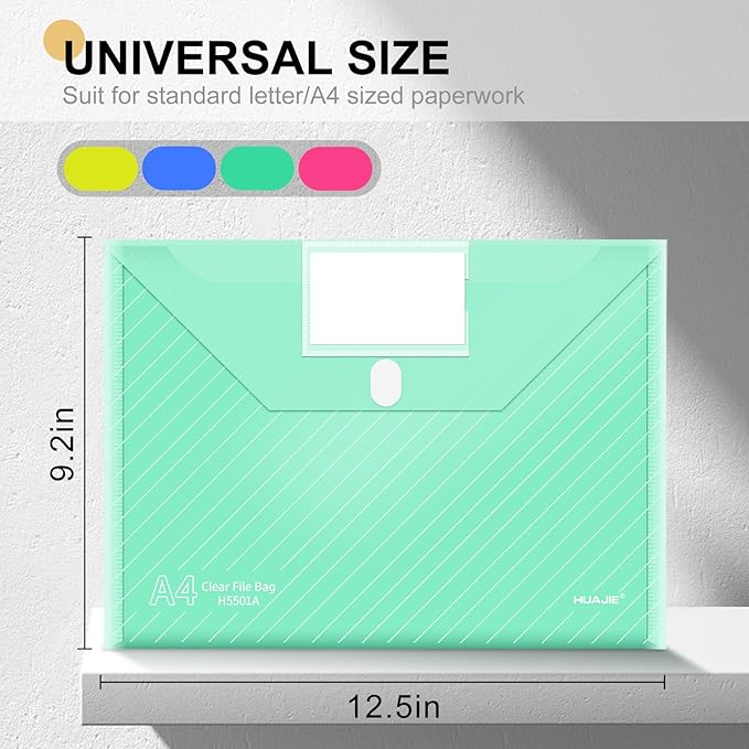 10 Pack, Plastic Envelopes File Folders, HeavyDuty Document Folder - Image 3
