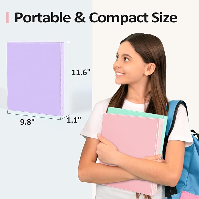 BinderX Extra Durable 3 Ring Binder, Round Rings 0.5 Inch Binder, Fits 100 - Image 6