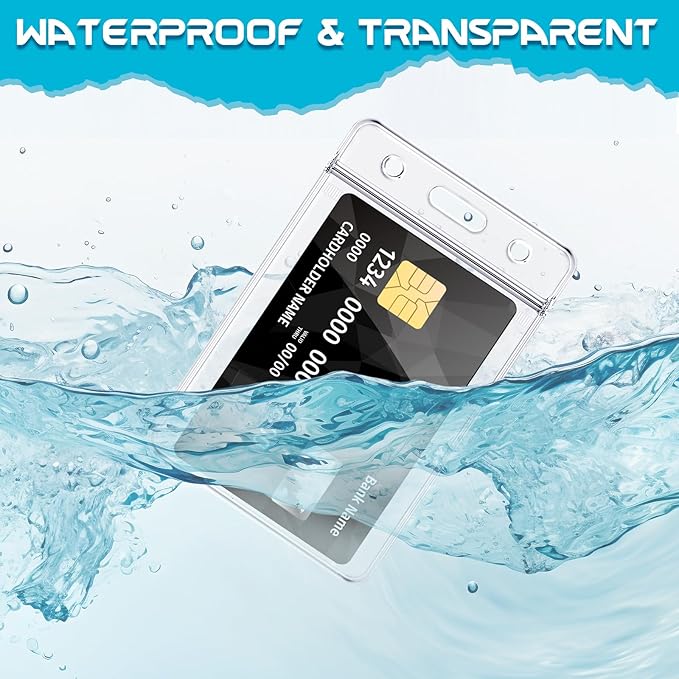 100 Pack Vertical ID Badge Holders Clear Plastic Waterproof Card Holder - Image 5