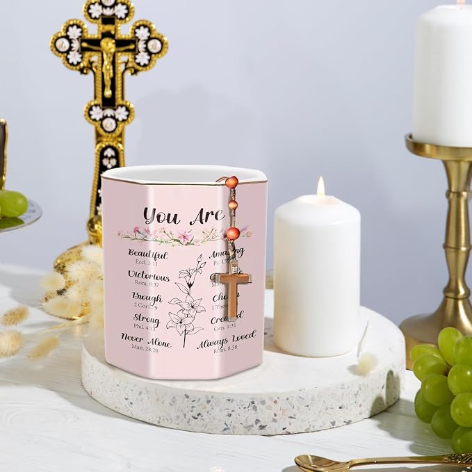 Pen Holder for Desk, Cute Ceramic Pencil Holder, Pen Cup Marker Holder Makeup - Image 3