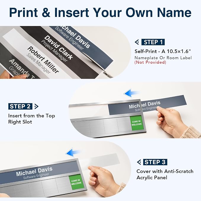 Name Plate for Desk& Office Door Sign, 6 Options Do Not Disturb, In A Meeting - Image 5