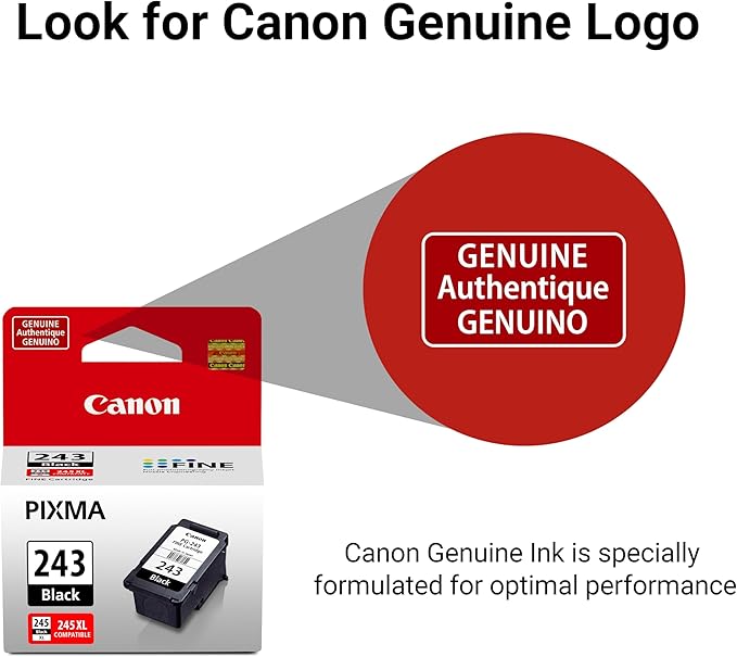 Canon PG-243 Genuine Black Ink Cartridge, Compatible with iP2820, MX492, MG2420/2520/2920/2922/2924/3020/2525, TS3120/302/302a/202/4520/3320-DeskLoop Office