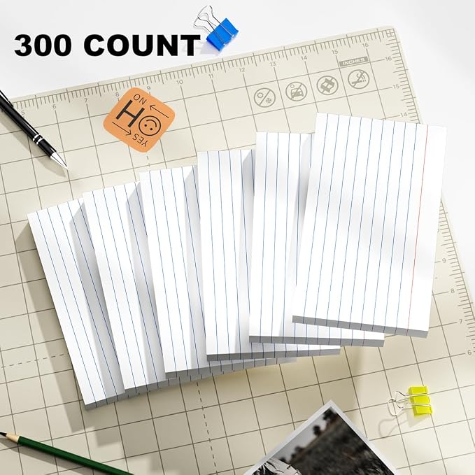 300 Count White Index Cards 3x5 Notecards Bulk Lined Flash Cards - Image 8