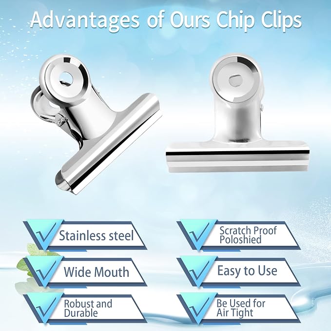 24 Pack Hinge Clips, Large Metal, 3 Sizes, Stainless Steel - Image 5