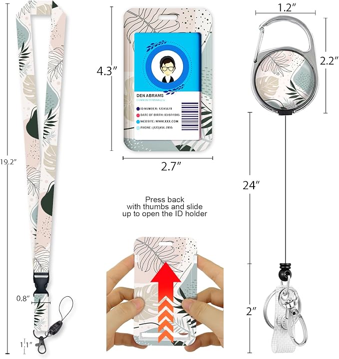 Desert Leaf Lanyards for Id Badges, Boho Id Card Holders for Badges - Image 5