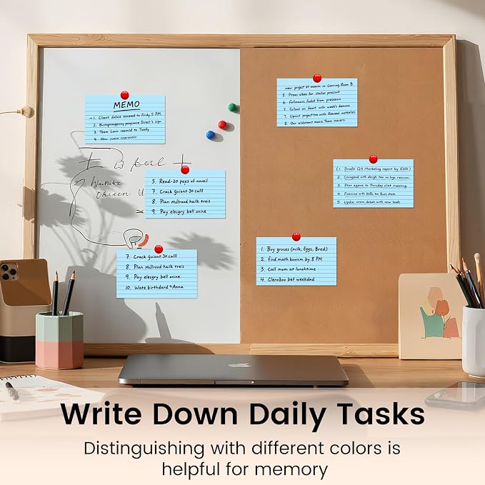 Index Cards 3x5 Inch, Flash Cards, Ruled Lined Blue Note Cards Paper - Image 6