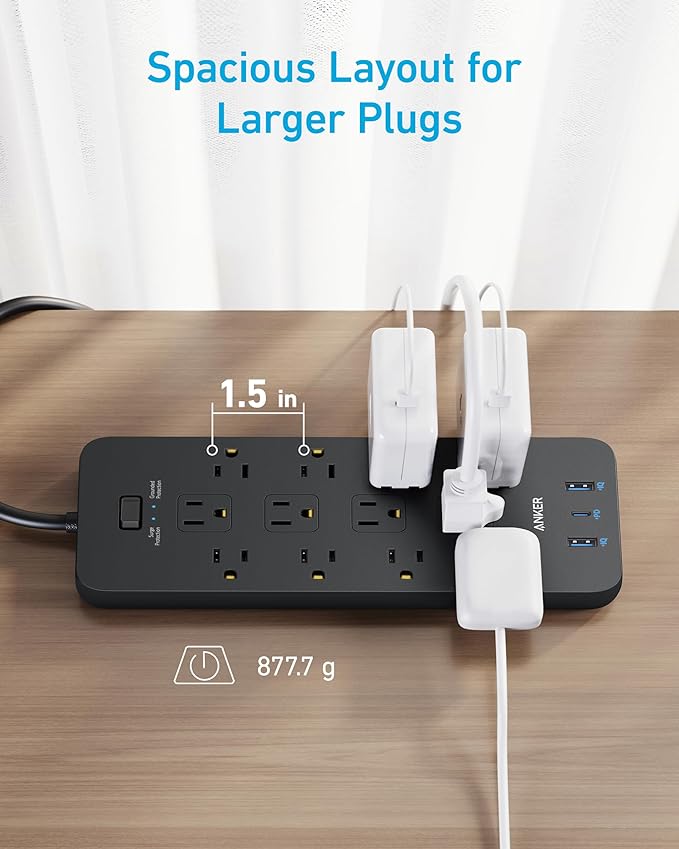 Anker Power Strip with 2100J Surge Protector, Outlet Extender, 10ft Extension - Image 6