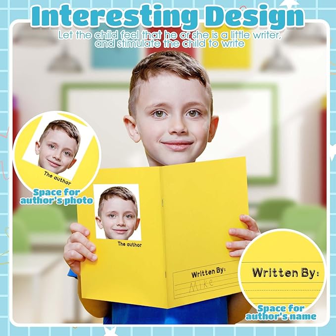 Henoyso 24 Pcs 120 Pages Primary Composition Notebooks K-2 9 3/4 x 7 1/2 Inch Journals Primary Journals Blank Books for Kids to Write Stories Kindergarten (Classic Color)-DeskLoop Office