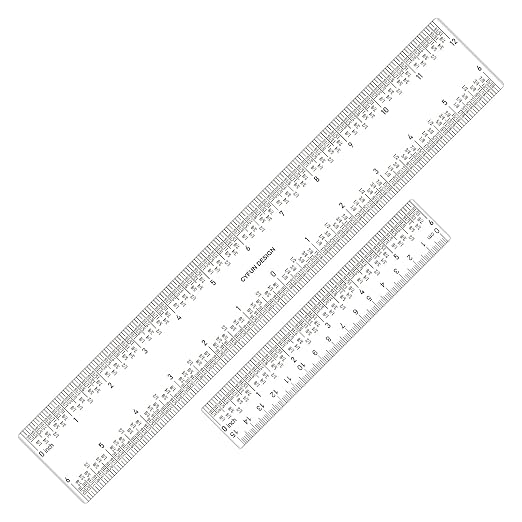 2 PCS 6"/12" Clear Acrylic Ruler Zero-Centering Ruler by BAOFALI