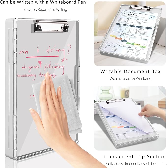 SFLHHDM Clipboard with Storage, Heavy Duty Clip Boards 8.5x11 with 2 Storage - Image 5