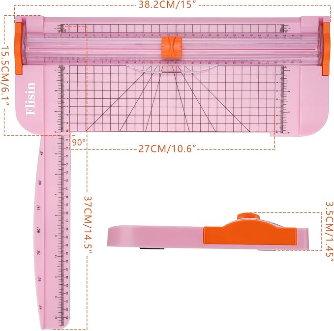 Paper Cutter,Portable Paper Slicer,12 Inch Paper Trimmer Scrapbooking Tool with Automatic Security Safeguard and Side Ruler for Craft Paper,A4 Paper,Coupon, Label and Cardstock (Pink)-DeskLoop Office