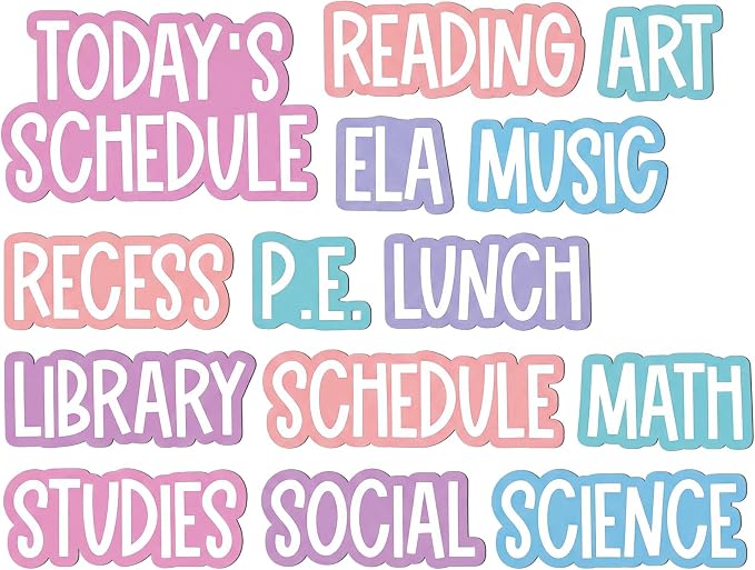 AmazingSpark 12 Pcs Class Subjects Magnets Pastel Classroom Daily Schedule by Unknown