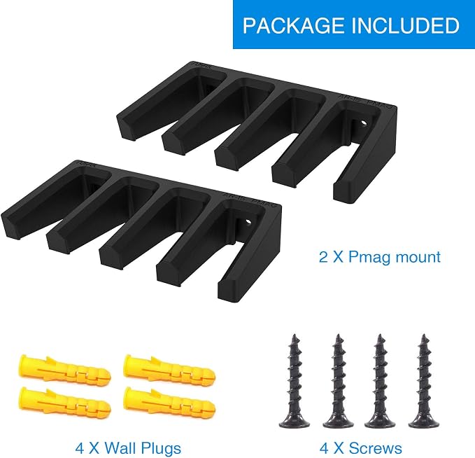 Solid ABS 6X Standard PMAG Wall Mount, Mag Holder, Home Magazine Storage Rack - Image 7