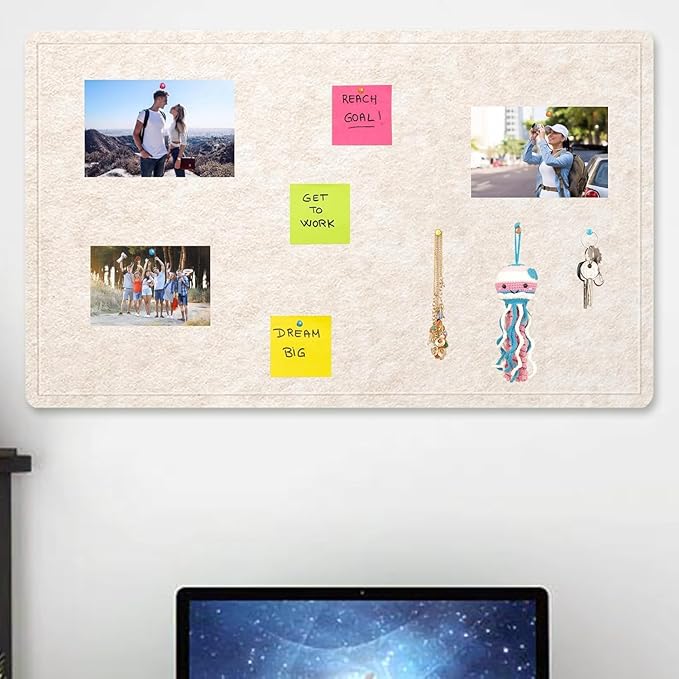 Extra Large Bulletin Board, 96 X 48 inches Cork Board with 30 Pushpin, 8' x 4' Felt Cork Board Notice Pin Board, Self-Adhesive Vision Board Mood Board Foldable Photo Board for Wall - Oatmeal-DeskLoop Office