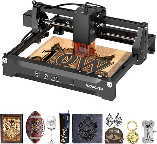 Laser Cutter and Engraver Machine, Woxcker L2 Mini 10W High-Precision No Need Installation for Metal, Wood, Acrylic, Leather, Glass Support Expansion Module (Class 1 Output Wattage: 10000 mW)-DeskLoop Office