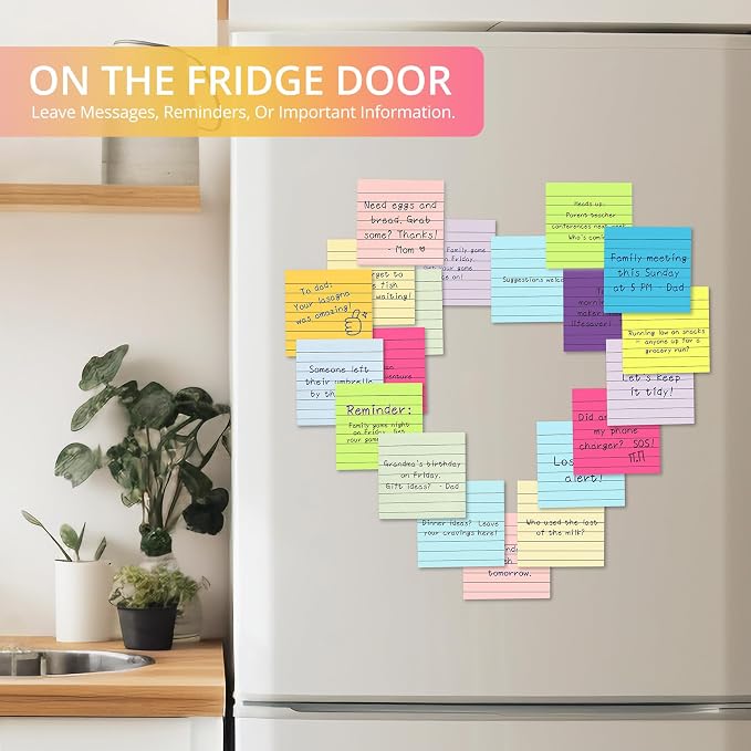 Lined Sticky Notes, 3x3 Inches, 72 pad, Self-Stick Note Pads - Image 7