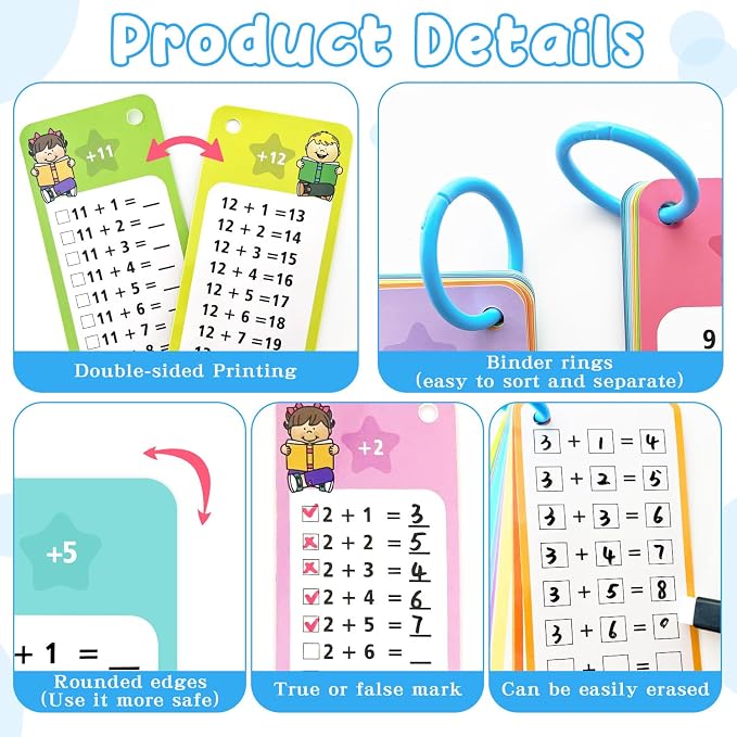 60Pack Multi Math Flash Cards, Addition Subtraction Multiplication Division - Image 3