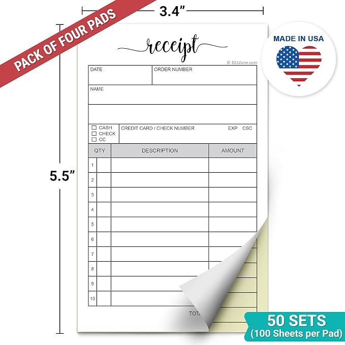 321Done Receipt Book with Carbon Copies, 2-Part Carbonless Carbon Copy Duplicate - Image 2