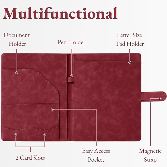 Mymazn Padfolio Portfolio Binder, Faux Leather Interview Resume Folder - Image 3