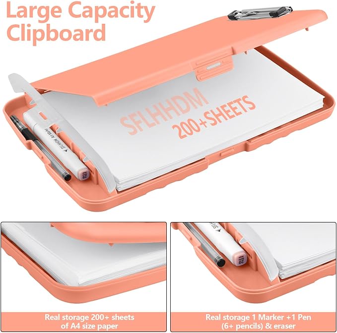 SFLHHDM Plastic Clipboard with Storage, High Capacity Clip Boards 8.5x11 with - Image 2
