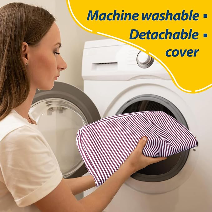 AAAAAcessories D-Shaped Chair Cushions, Machine-Washable Cover, Pinstripe Red - Image 4