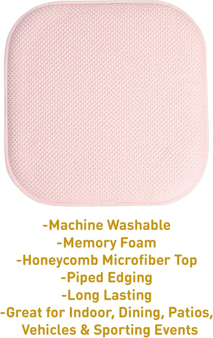 Sweet Home Collection Chair Cushion Memory Foam Pads Honeycomb Pattern Slip Non - Image 3