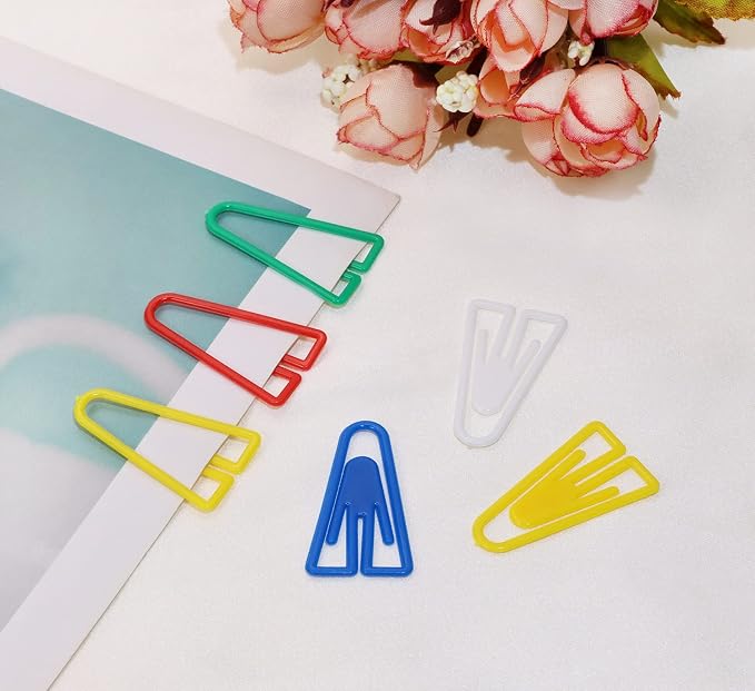 Tupalizy 50PCS Plastic Paper Clips Bookmarks Smooth Colored Paperclip Clamp - Image 6