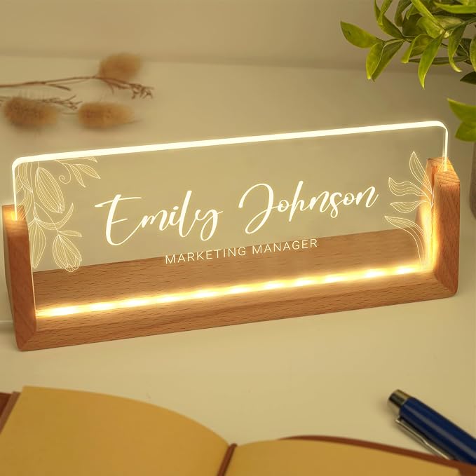 Custom Name Plate for Desk, Personalized Light Up Acrylic Desk Name Plate - Image 8