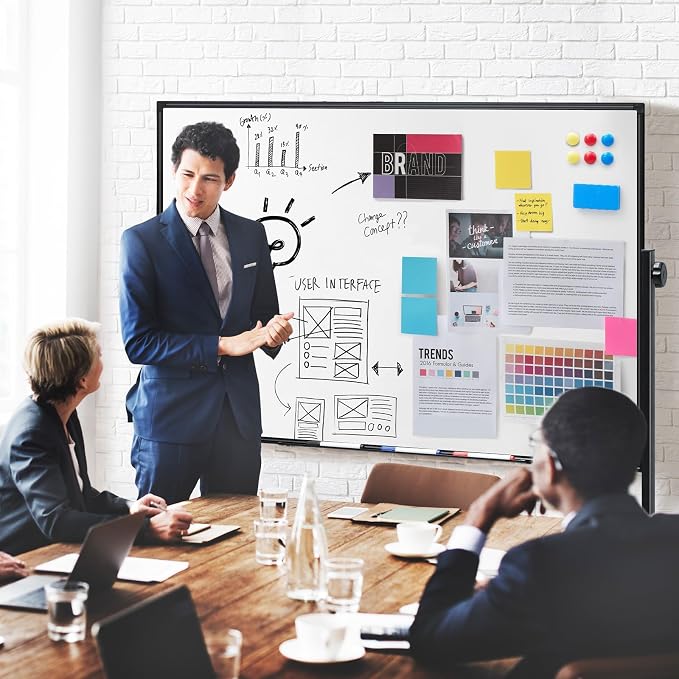 DUMOS Rolling Whiteboard Double Sided 46 x 32 Inches, Magnetic White Board Dry - Image 8
