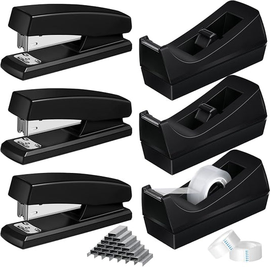 6 Pcs Tape Dispenser Staplers for Desk by Leinuosen
