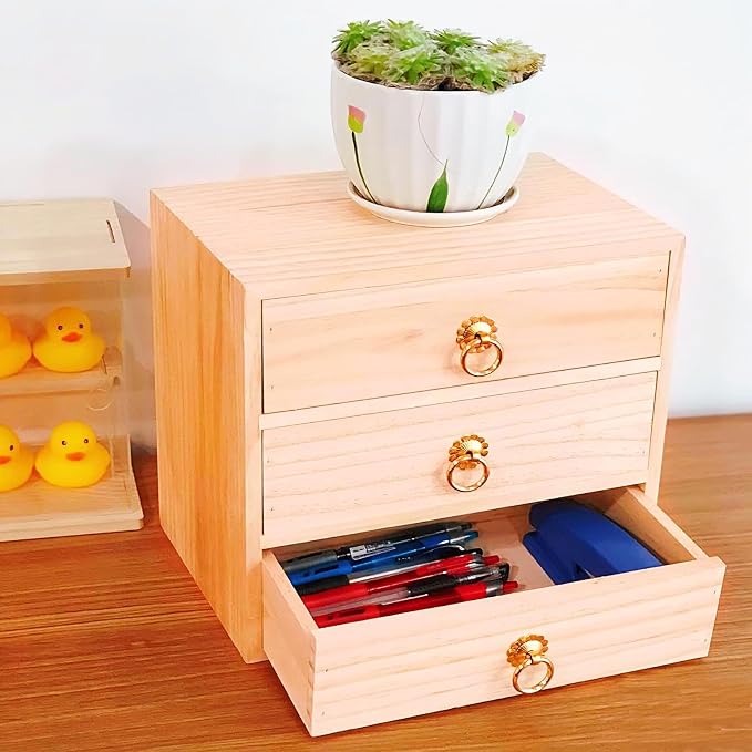 3 Layer Natural Wooden Storage Box - Image 5