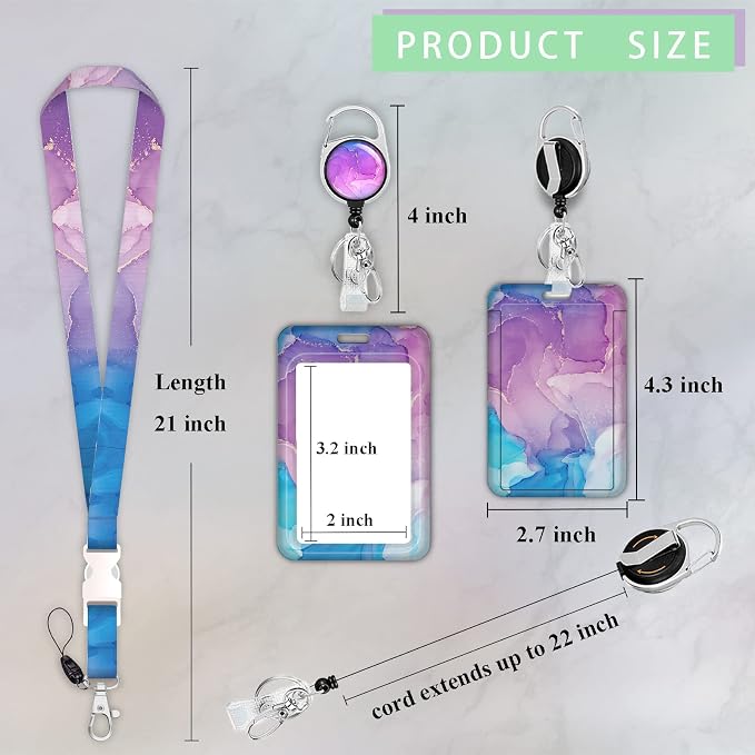 ID Badge Holder with Lanyard, Retractable ID Badge Card Holders Detachable Neck - Image 3