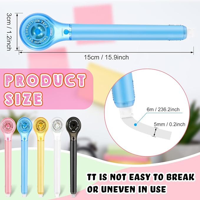 Gersoniel 50 Pack Correction Tape Pen Correctional Ink Tape Push Pull Protective - Image 2