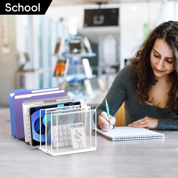 File Organizer for Desk, 7-Section Vertical File Sorter, Paper Holder Organizer - Image 9
