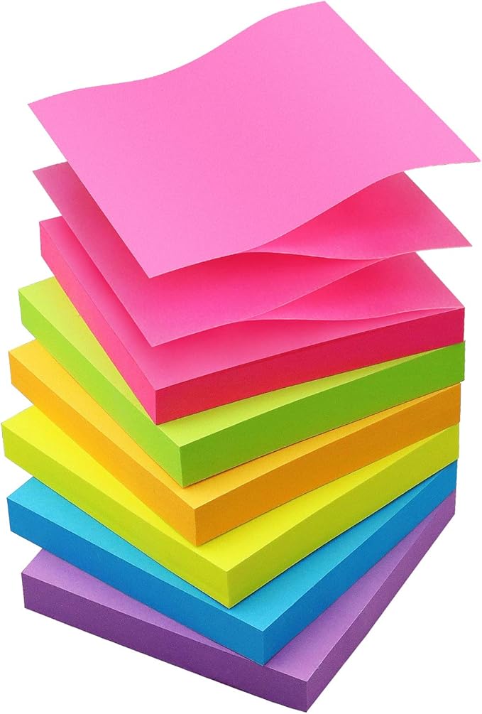 Sticky Notes 3x3 Pop Up Self-Stick Notes Pads with 6 Bright Colors, Easy to Post for Office, School, Home, 6 Pads/Pack, 100 Sheets/Pad(Pop Up)-DeskLoop Office
