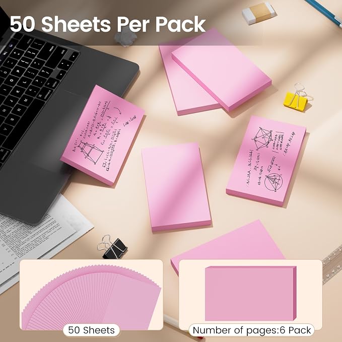 Index Cards 3x5 Inch, Flash Cards, Blank Pink Note Cards Paper - Image 3