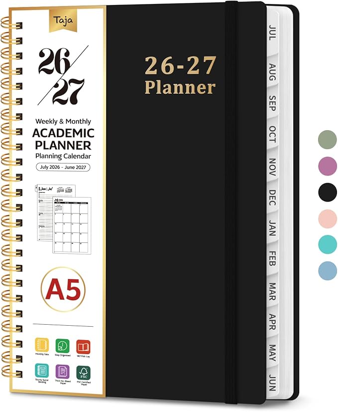 Planner 2026-2027, 6.3" x 8.5" Weekly and Monthly Academic Year Planner Calendar by Taja