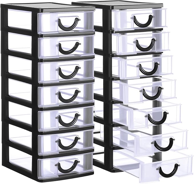 Thyle 2 Pcs Plastic Drawers Organizer Mini Organizer Stackable Plastic Clear by Thyle