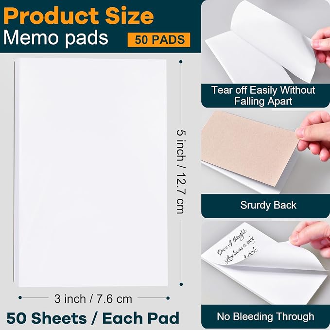 Beieverluck 30 Pack Note Pads 3x5 In, Small Notepad Writing Pads, 50 Sheets Per - Image 2