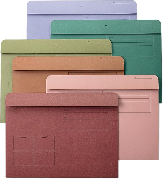 Mr. Pen- Paper Pocket File Folder, 6 Pack, Letter Size | File Jacket Flat Folder by MrPen