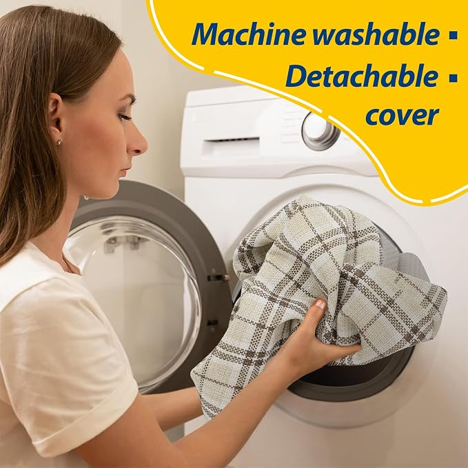 AAAAAcessories D-Shaped Chair Cushions, Machine-Washable Cover, Tan Plaid - Image 4